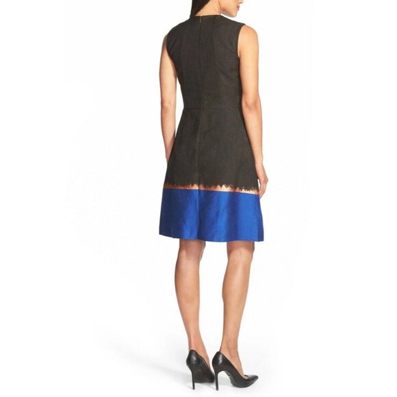 Hugo Boss Dress 8 Gray Black Gold Blue A Line Pockets NWT $495 NEW - Picture 4 of 13